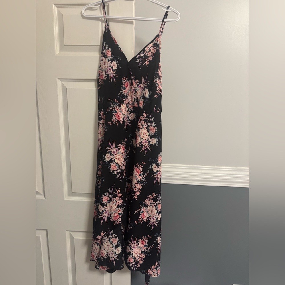 BloomChic Black Floral dress with front slit